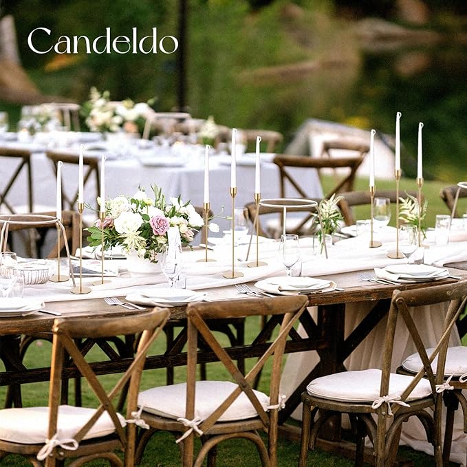 Candlestick Candle Holders Gold Taper: Candeldo Tall Brass Candles Stick Holder Decor Set of 15 Dinning Table Centerpiece Vintage Metal Candle Stand Wedding Decorations