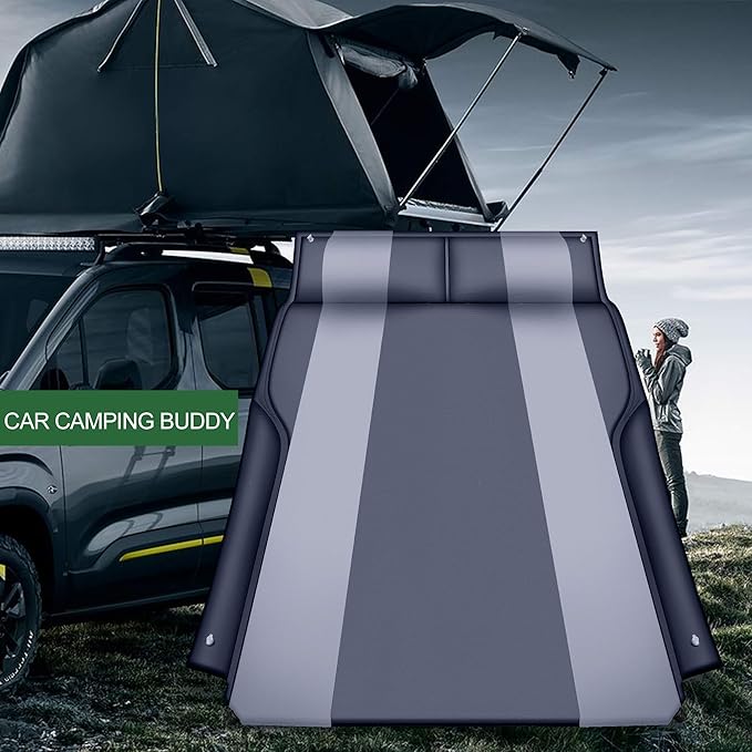 Automatic SUV air Mattress, Self Inflating Sleeping pad for car Camping or Tent Camping, Self-Inflatable Car Mattress with Inflatable Pillow Used for Minivan/SUV/Truck Back seat (Black)