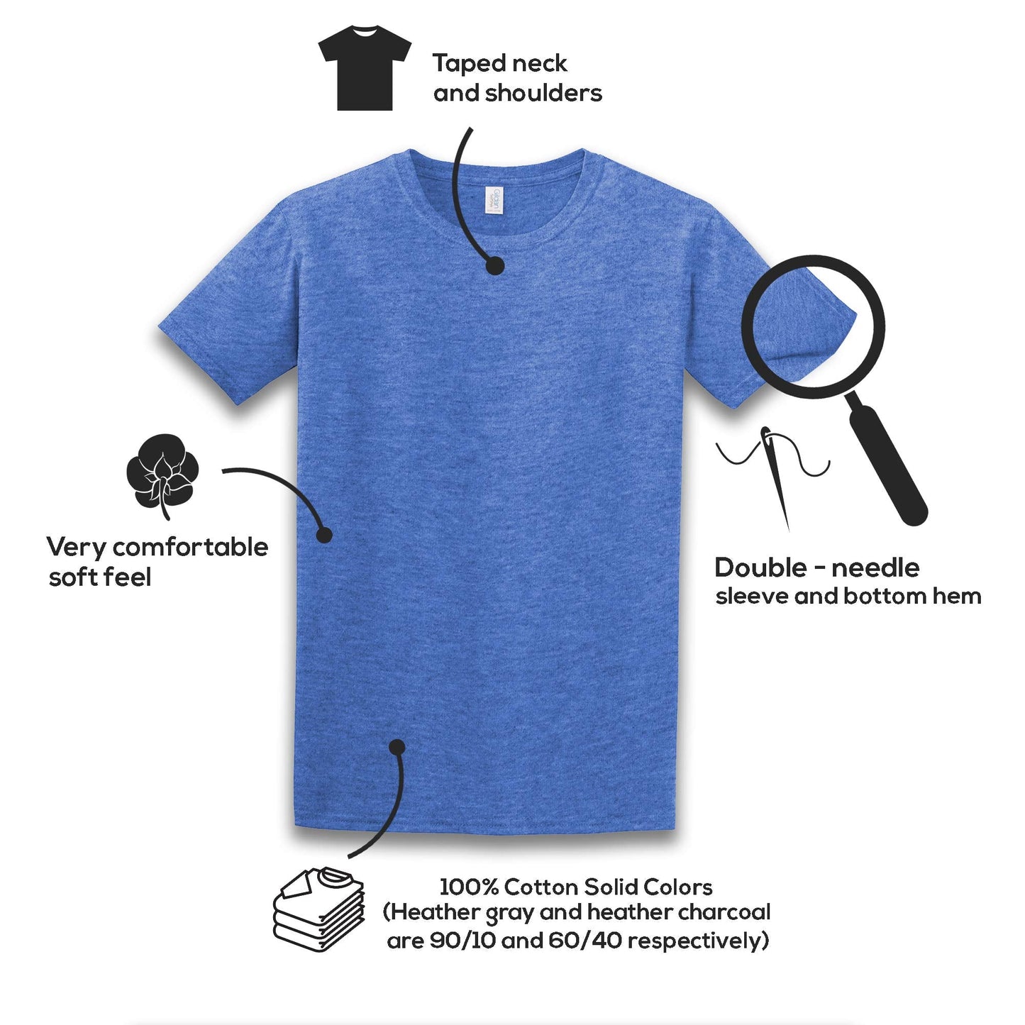 50th Birthday Shirt for Men, Legends were Born in 1975, Vintage 50 Years Old T-Shirt, Left Chest & Full Back Print Navy Heather Medium