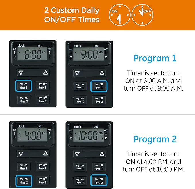 myTouchSmart Indoor/Outdoor Plug-in Digital Timer, One Grounded Outlet, Two Easy-to-Set Custom Daily On/Off Times, Weather Resistant, Ideal for Small Pumps and Seasonal Lighting, 36027 (Pack of 3)