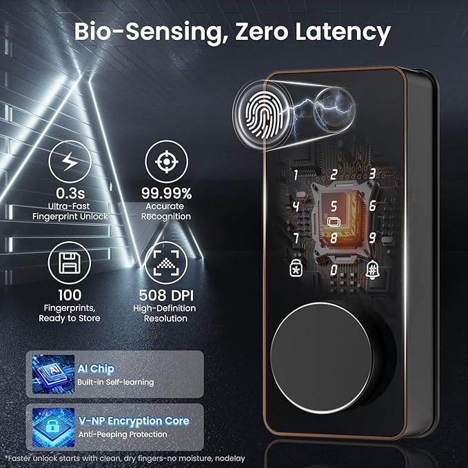 Keyless Entry Door Lock with 2 Lever Handles, Electronic Keypad Deadbolt, Auto & One Touch Lock,Smart Locks for Front Door, Easy Installation, App Control, Oil Rubbed Bronze