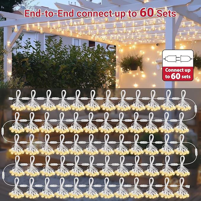 LAMPHOME 26 Feet LED Outdoor String Lights with 12+1 Shatterproof G40 Edison Bulbs, Connectable and Weatherproof Strand, Commercial Grade Patio Lights for Backyard Decorative, Warm White