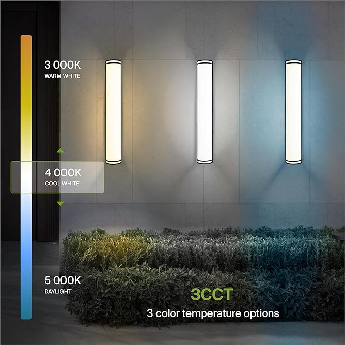 ASD 36 Inch LED Outdoor Sconce Lights - 30W 120-277V 3000K 4000K 5000K Black Exterior Lighting Fixtures, Dimmable Exterior Lights for House, Modern Patio Wall Light Fixture ETL 2 Pack