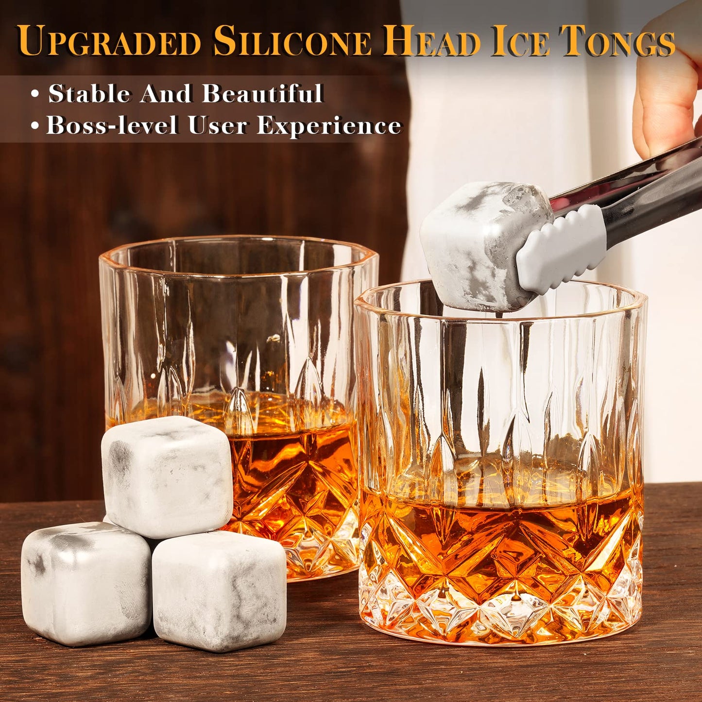 Oaksea Boss Day Gifts for Men Him, Anniversary Unique Gifts for Him, Birthday Retirement Gift for Boss Men, Stainless Steel Engraved Whiskey Stones Glasses Cool Burbon Scotch Set Gift