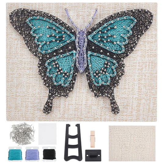 WEBEEDY DIY Blue Butterfly String Art Kit for Adults Beginners 3D Animal String Art Crafts Kit,Arts Crafts Kit Include All Necessary Accessories and Frame,Home Wall Decor Christmas Unique Gift