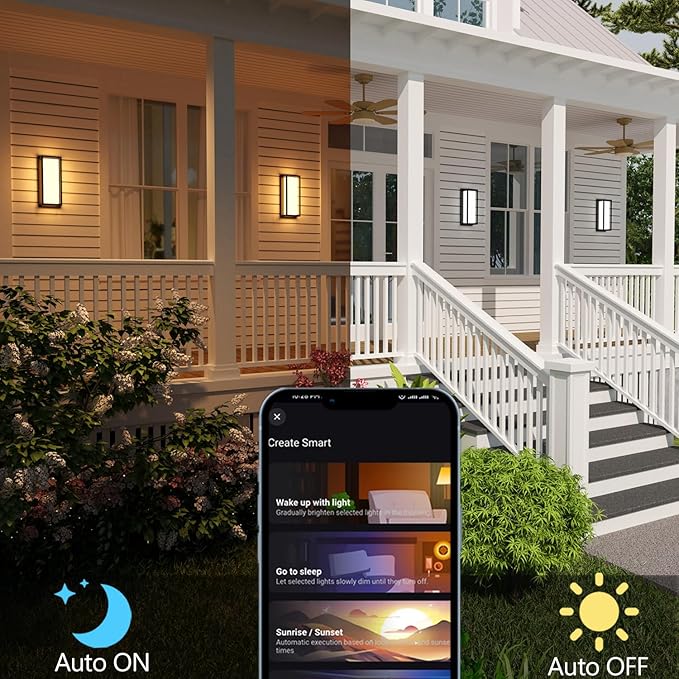 Smart Outdoor Lights Color Changing 2 Pack, RGB+2700K-6500K Outdoor Wall Sconce Aluminum Exterior Lighting Fixtures Waterproof Antirust, APP Control Up and Down Lights