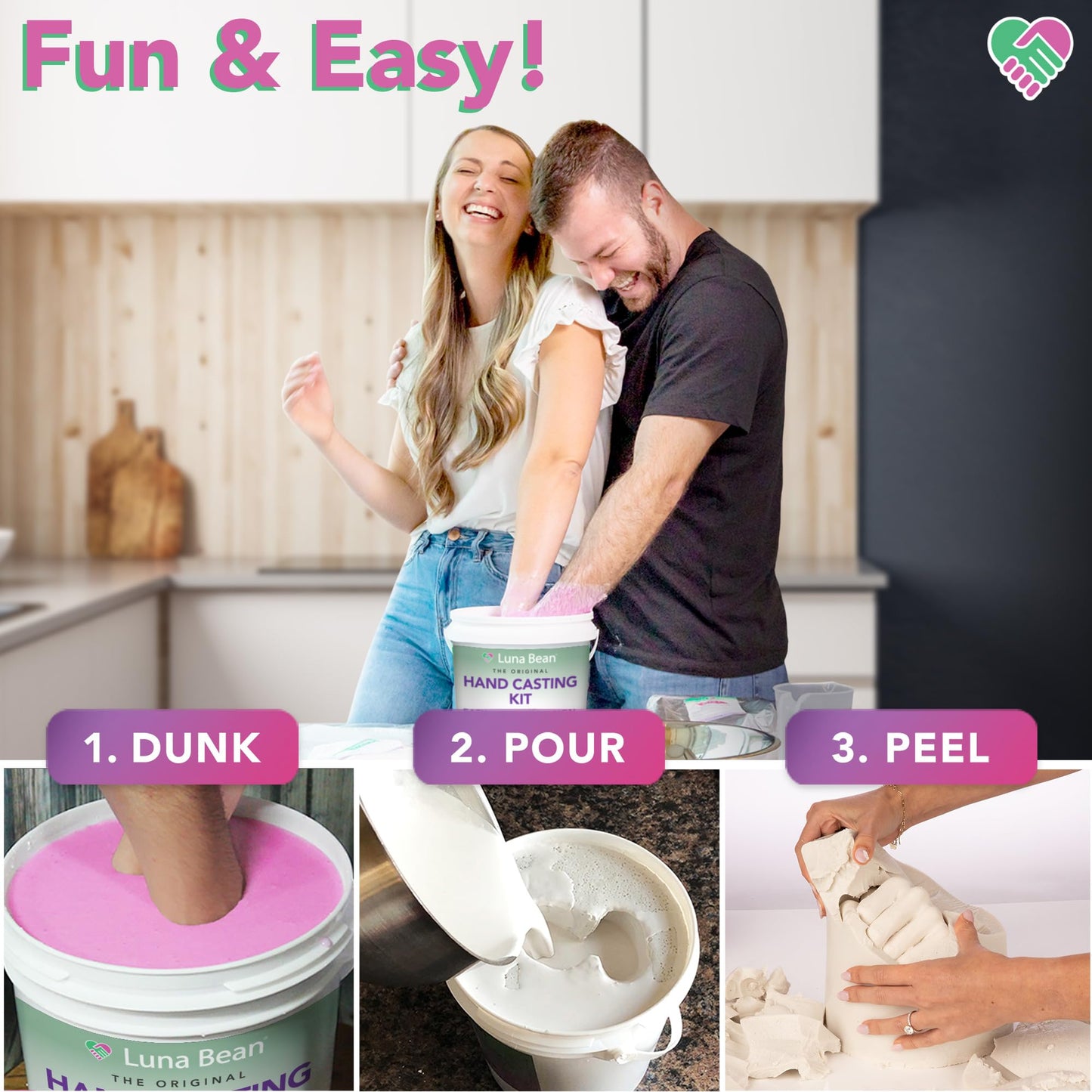 Luna Bean Hand Casting Kit – The Original Hand Mold Kit for Couples – Birthday Gifts, Bridal Shower, Wedding, Engagement Gifts for Her Him Anniversary for Men Women Wife Husband Boyfriend Girlfriend
