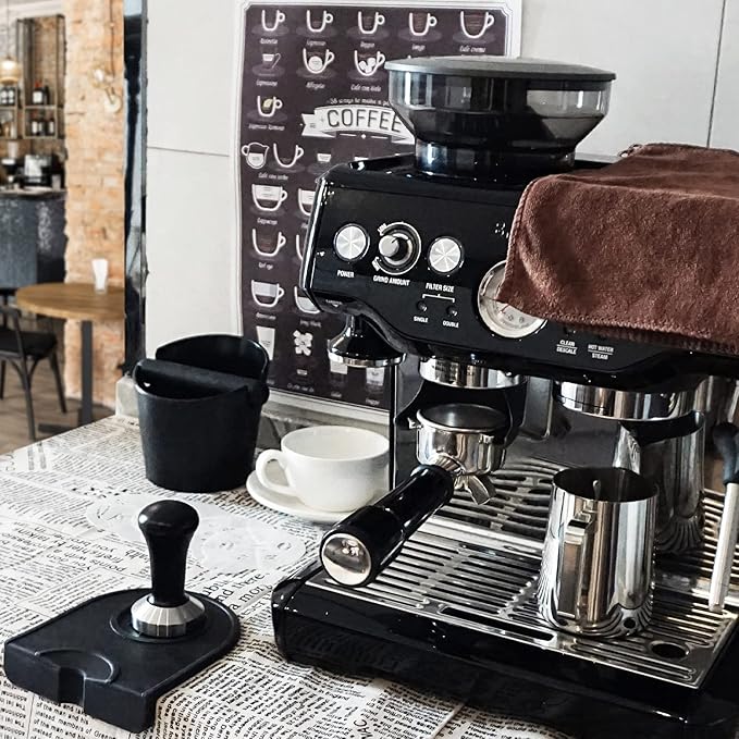 51 mm Coffee Tamper Set Coffee Press for Portafilter Machine Espresso Tamper with Tamper Mat, Frothing Pitcher (350ml/11.836oz), Barista Towel, Latte Art Pen and Decorative Stencils