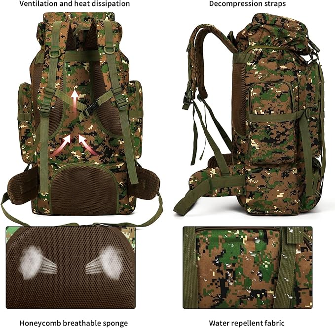 Hiking Backpack for Men 70L/100L Camping Backpack Military Rucksack Molle 3 Days Assault Pack for Climbing