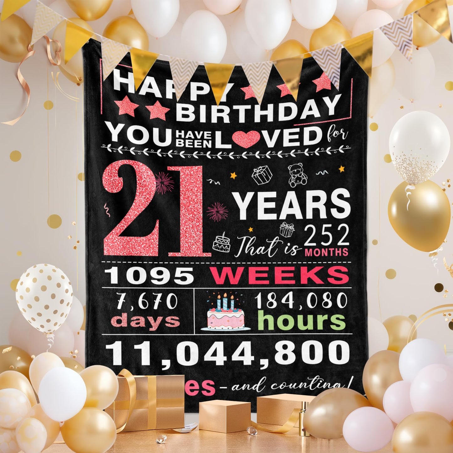 21st Birthday Gifts for Her - Cool 21st Birthday Gift - 21 years old Bday Decorations for Her - Bday Presents for Women - Presents for 21 Years Old Birthday Female Women - Throw Blanket 50"x60"