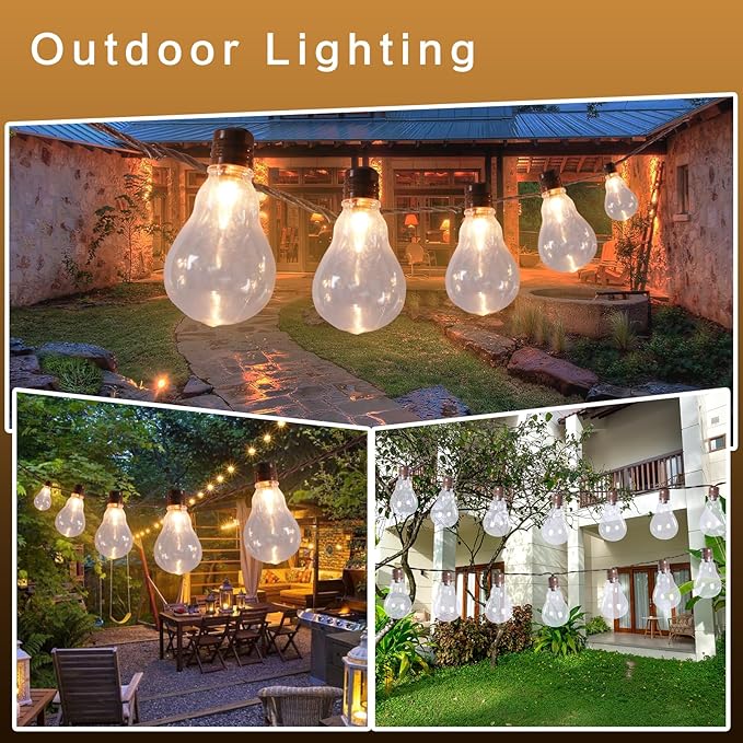 Afirst LED Outdoor String Lights Waterproof with 35 Edison Bulbs, 15ft Patio Lights for Garden, Backyard, Porch, Holiday (Brown)