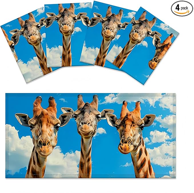 4 Pack Fluorescent Light Covers for Ceiling Lights -Magnetic Cloud Cover for Fluorescent Or LED Fixture 2ft x 4ft Classroom,Home,Office Decoration Filters Overhead Lighting-Three giraffes