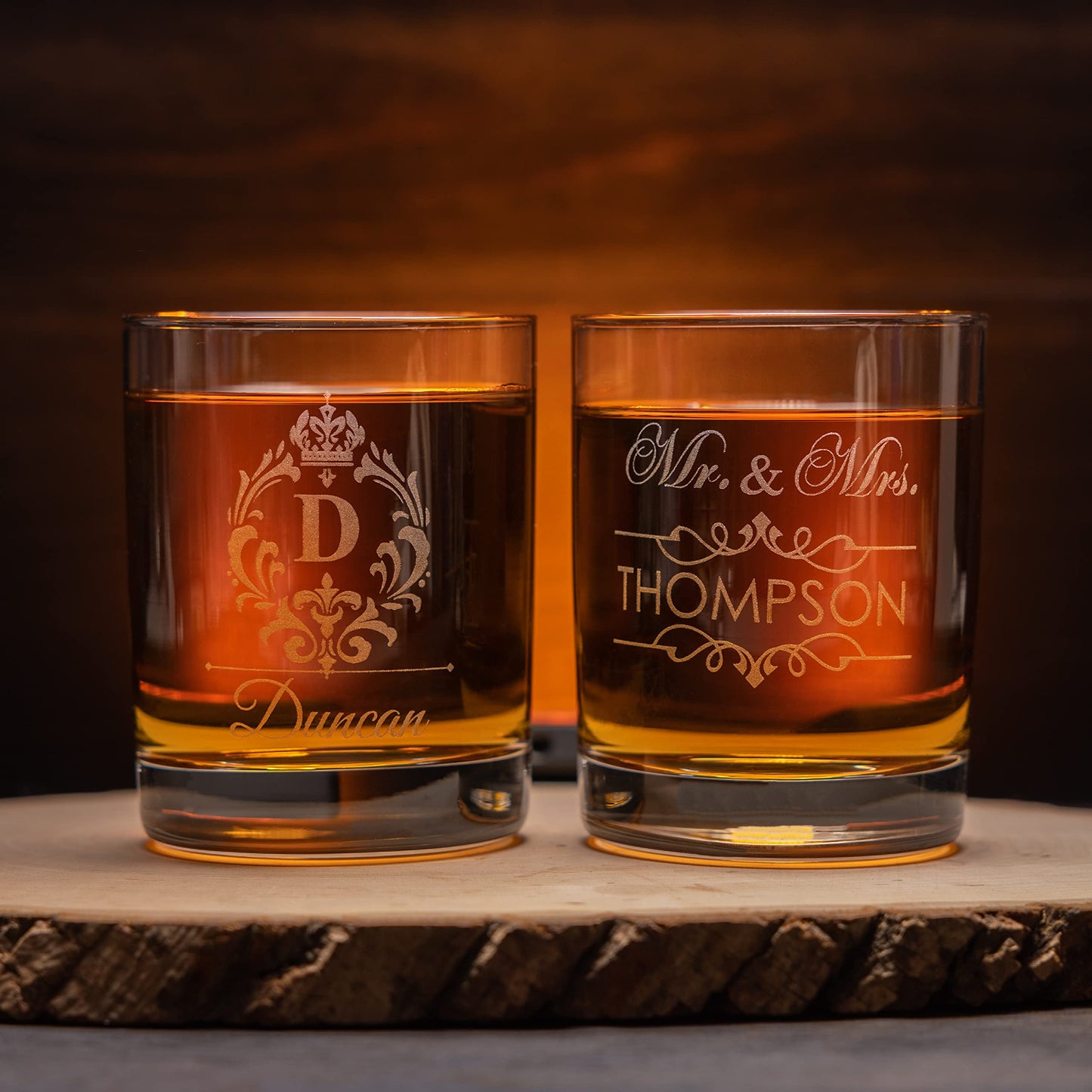 Gifts Inscribed Personalized Whiskey Decanter Set - Engraved Whiskey Decanter Bottle & Set of 2 Custom Drinking Glasses Laser Etched - Customized Whisky Gift for Wedding, Birthday, Fathers Day