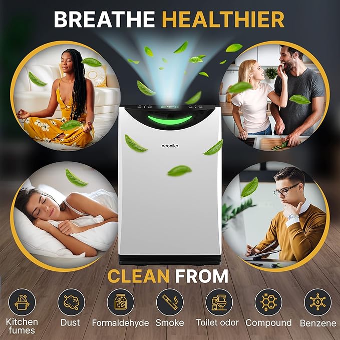 4 in 1 Humidifier and Air Purifier in One Large Room – HEPA Air Purifier and Humidifier Combo with UV Light, Quiet for Bedroom and Living Room – Whole House Large Room Cleaner