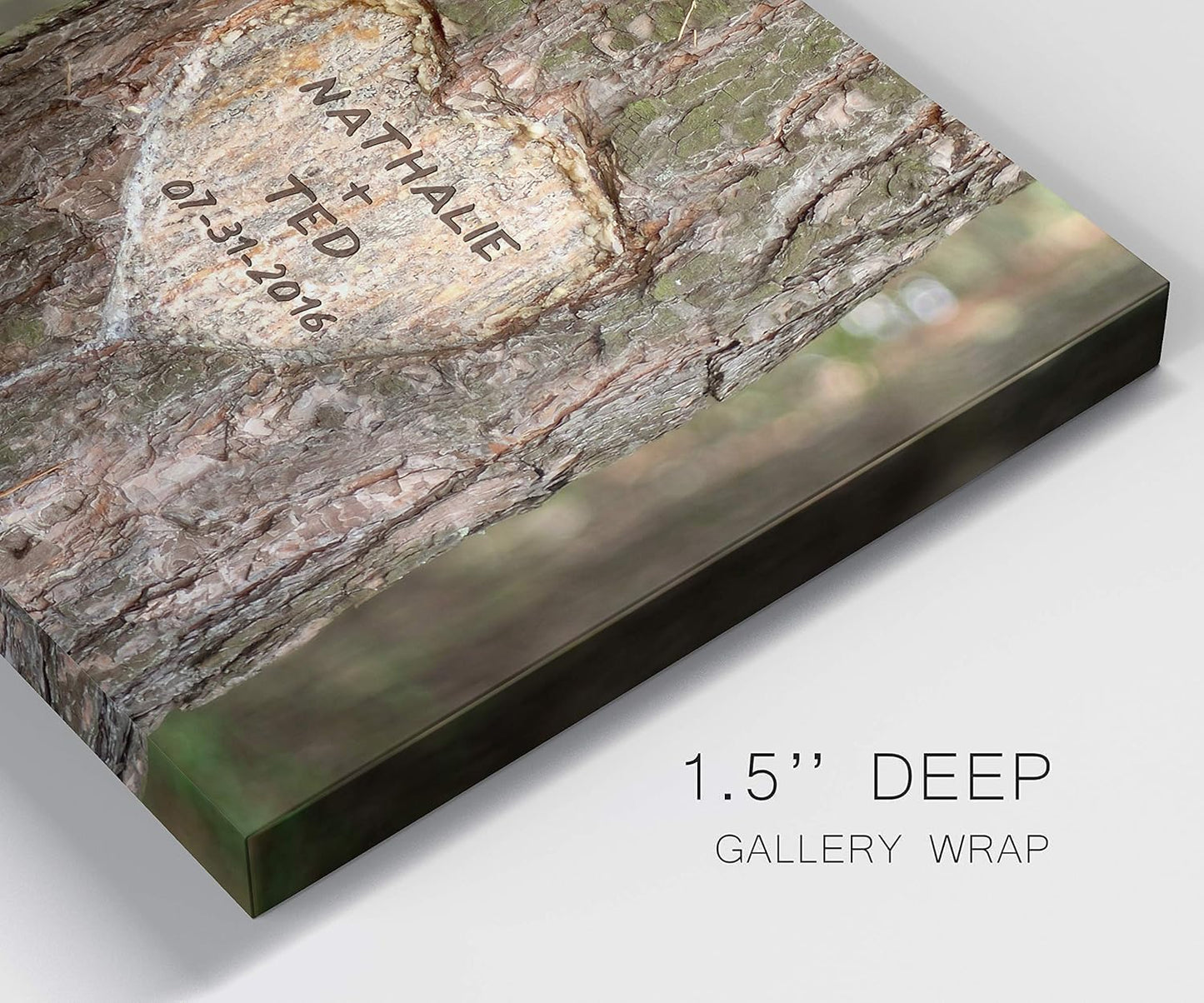 Renditions Gallery Pine Tree Heart Personalized with Couple Names & Special Date Canvas Print, Romantic Anniversary, Wedding Gift Idea, Custom Wall Art, Brides & Grooms, 12x18 Inches