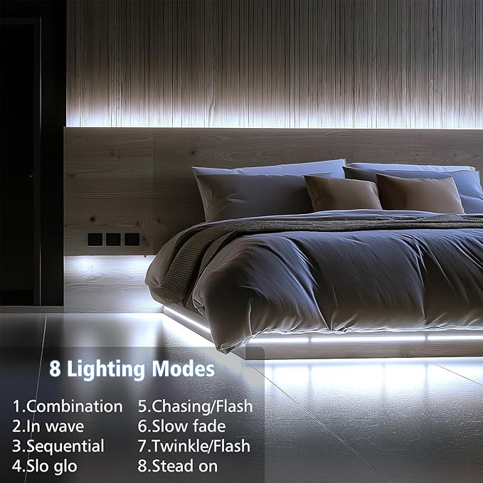 echosari 3.3FT 6000K Strip Lights Battery Operated, Tape Light with Remote 8 Modes Timer Self-Adhesive Cuttable, Strip Lights for Bedroom Cabinets Shelves TV Indoor Decor (Cool White)