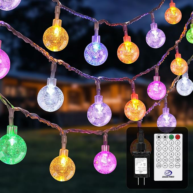66FT Outdoor String Lights, 100 LED Patio Lights with Remote Control, Voice-Activated & Music Sync Mode, 16 Color-Changing Modes, Waterproof for Patio Garden Party Decor