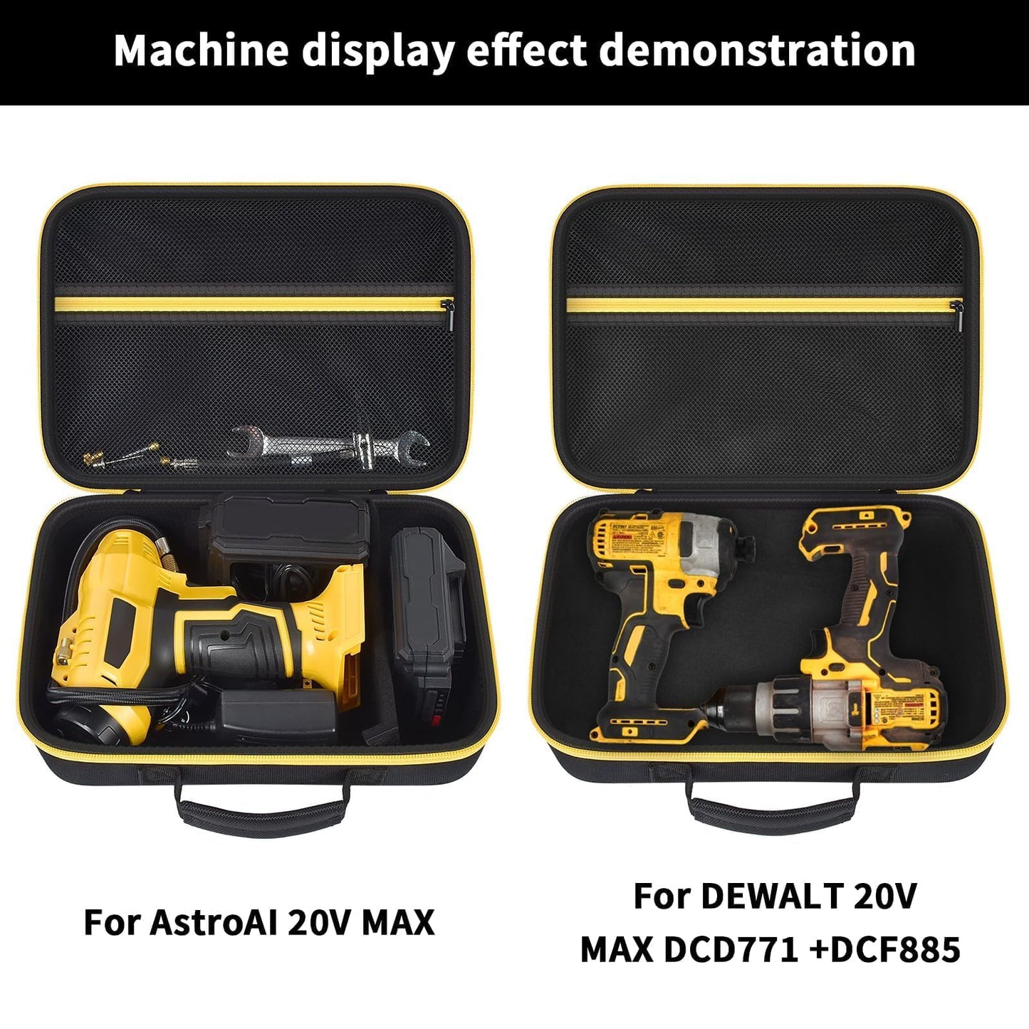 Hard Storage Tools Case, Store for DeWalt Drill Tools & Angle Grinder/for AstroAI Tire Inflator and More - 12"x8""x2"" with Mesh Pocket & Comfort Handle"