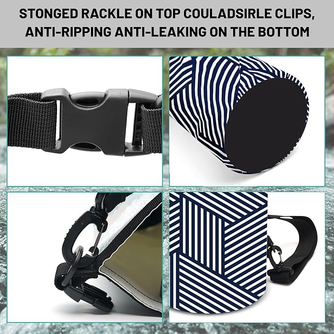 Waterproof Dry Bag,Roll Top Navy and White Geometric Small Waterproof Backpack 5L/10L/20L Floating and Lightweight Bags for Kayaking, Boating, Fishing, Swimming and Camping