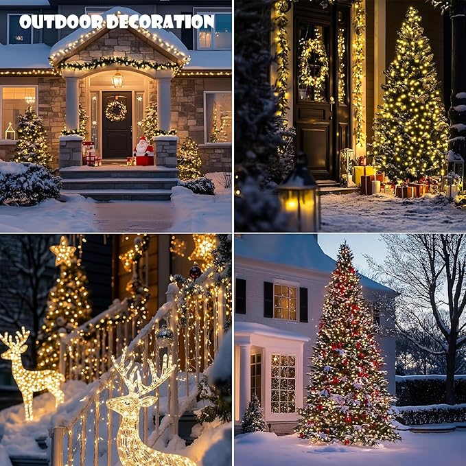 Fairy Lights Plug in,66FT 400 LEDs Waterproof Led String Lights,8 Modes Remote Twinkle Light for Bedroom Window Weddings Christmas Holiday Decoration,Silver Wire,2 Inch Led Space,Warm White