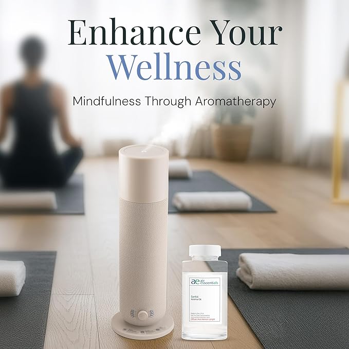 AE800 Tower Bluetooth Smart Diffuser with Santal Oil, A Warm Sandalwood & Cardamom Blend, Waterless Scent Machine for Home or Office, Large Room Coverage Up to 800 Sq. Ft.