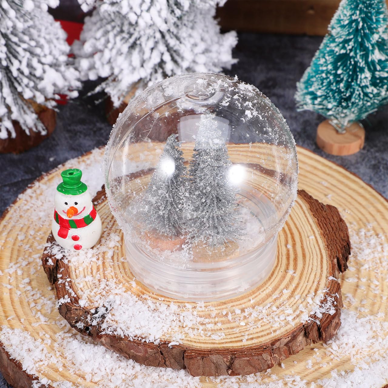 BESTOYARD 30 Pcs Snow Globe Jar 3-Inch DIY Party Favor Dome Clear Snow Earth for Ornaments,Plant Terrariums Wedding Snowglobes Outdoor Plastic