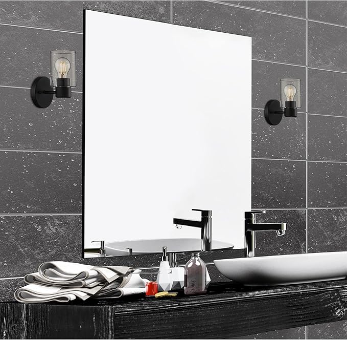 Westinghouse 6115500 Sylvestre Transitional One-Light Indoor Wall Light Fixture, Matte Black Finish, Clear Glass