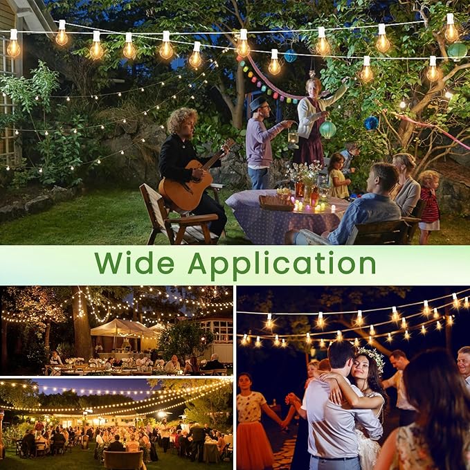 String Lights for Outside 200FT Patio Lights, LED String Light with 100+6(Spare) Waterproof Edison Bulbs, Hanging White Outdoor Light for Backyard, Bistro, Porch, Balcony White Cord