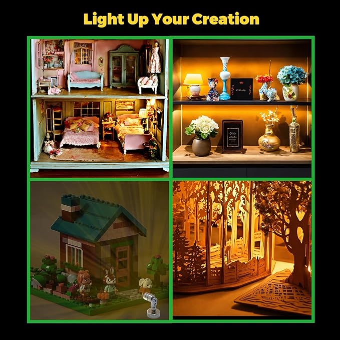 Metal Miniature LED Lights,Tiny Spot Light with magnet base,Battery Operated LED Lights,Wireless Miniature Spot Light for Artwork Painting,Jewelry Showcase,DIY Hand Craft (Multicolor changing)