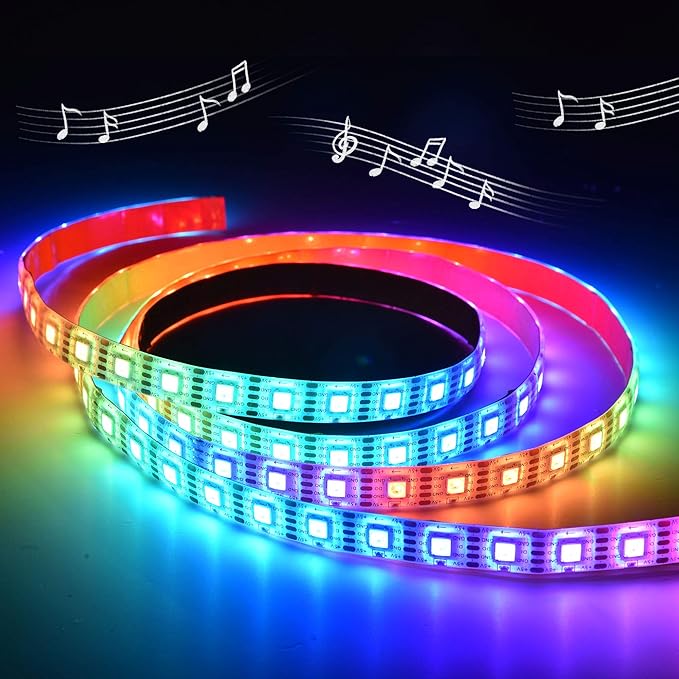 AW 6.6ft LED Strip Light APP Control Music Sync Color Changing WiFi Smart 120 LEDs Ambient Lamp Compatible with Alexa & Google Assistant for Bedroom Gaming Room