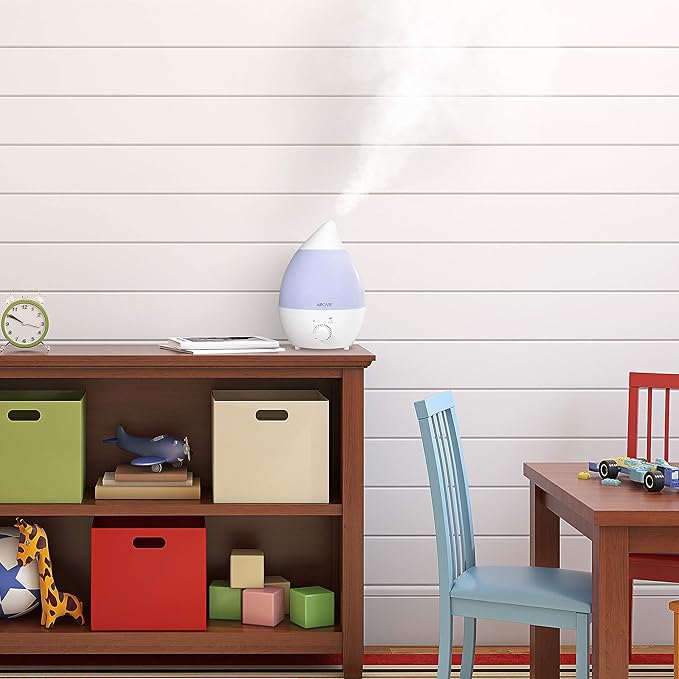AIRCARE Ultrasonic Cool Mist Humidifier,Whisper-Quiet, Multi Color LED Light, Aroma Therapy Essential Oil Diffuser for Home, Bedroom, Baby, Nursery, Yoga, Spa and Office (white, .33 gal)