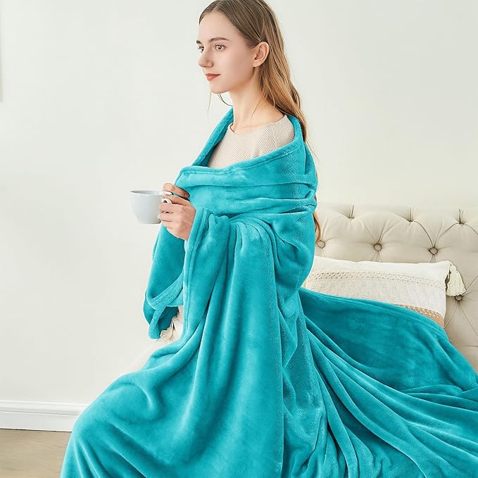 BEDELITE Fleece Blankets Twin Size Teal Throw Blankets for Couch & Bed, Plush Cozy Fuzzy Blanket, Super Soft & Warm Blankets for Spring and Summer