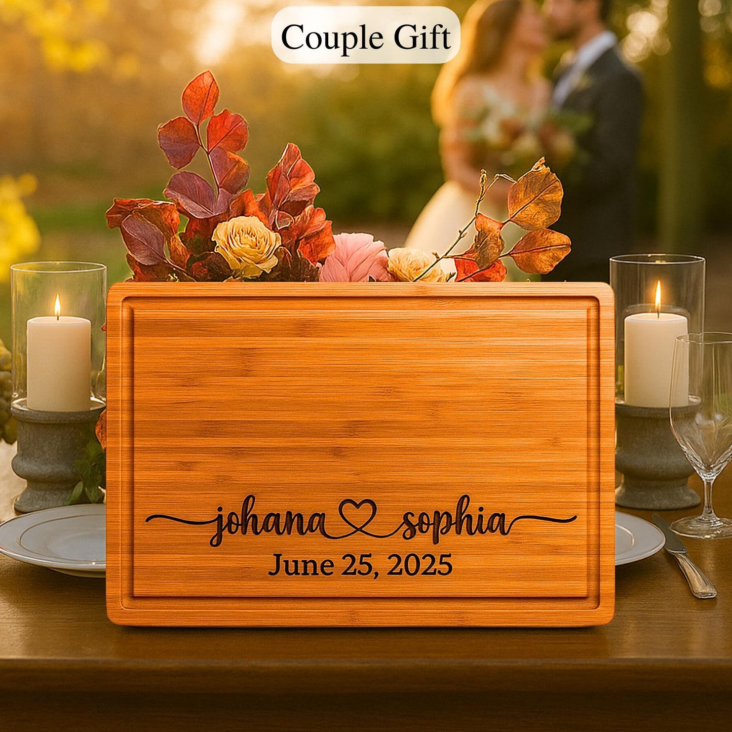 Personalized Gifts for Couples - Custom Cutting Board, Best Couple Gift Ideas for Newlyweds, Bride & Groom, Friends, Family, Mom, Dad, Unique Gifts for Wedding, Anniversary, Bridal Shower, Engagement