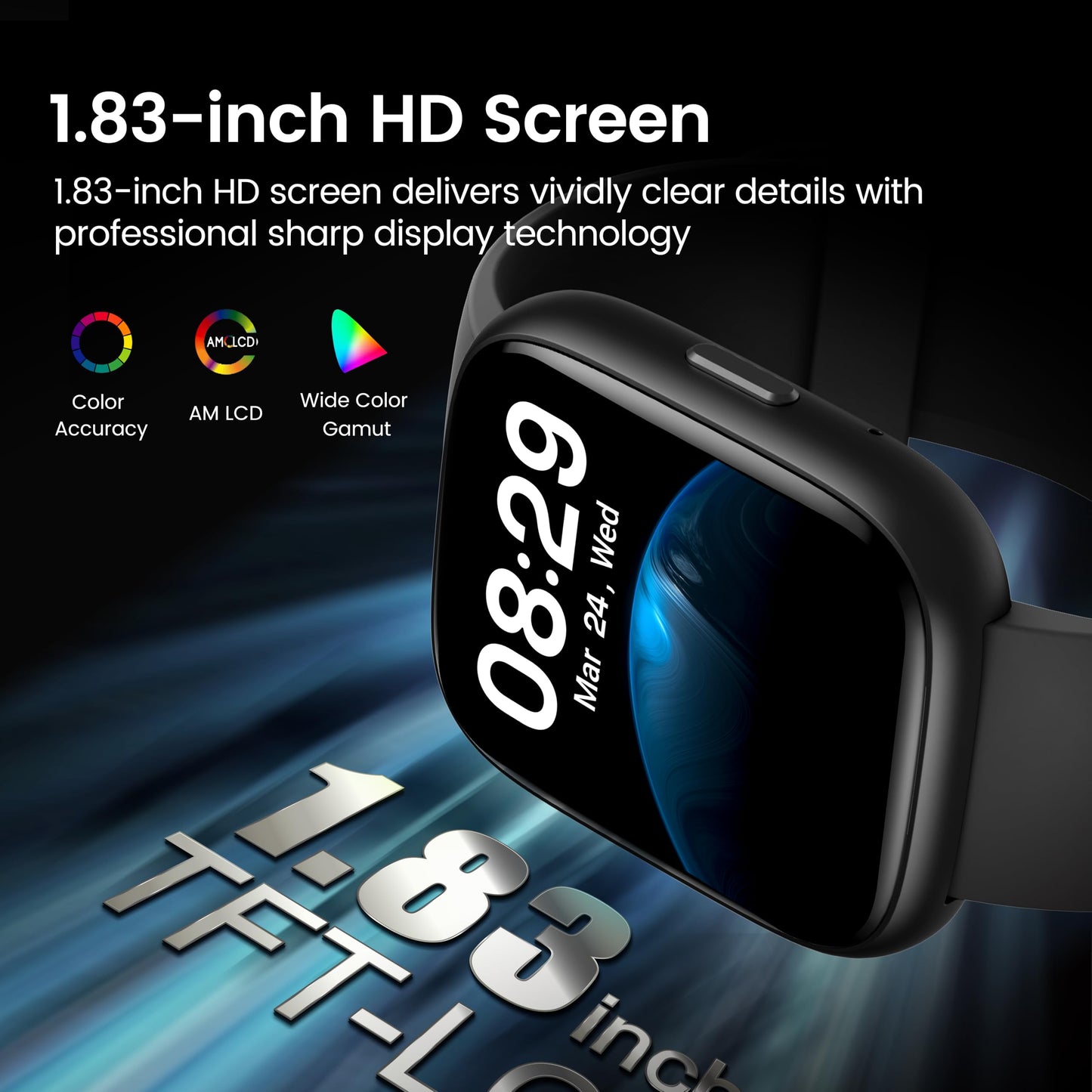 Smart Watch with Alexa Built-in, 1.83" HD Touchscreen Fitness Tracker with Bluetooth Calling, Fitness Watch with Heart Rate/Sleep Monitor, 120+ Sports Modes, IP68 Waterproof Smartwatch for Android iOS