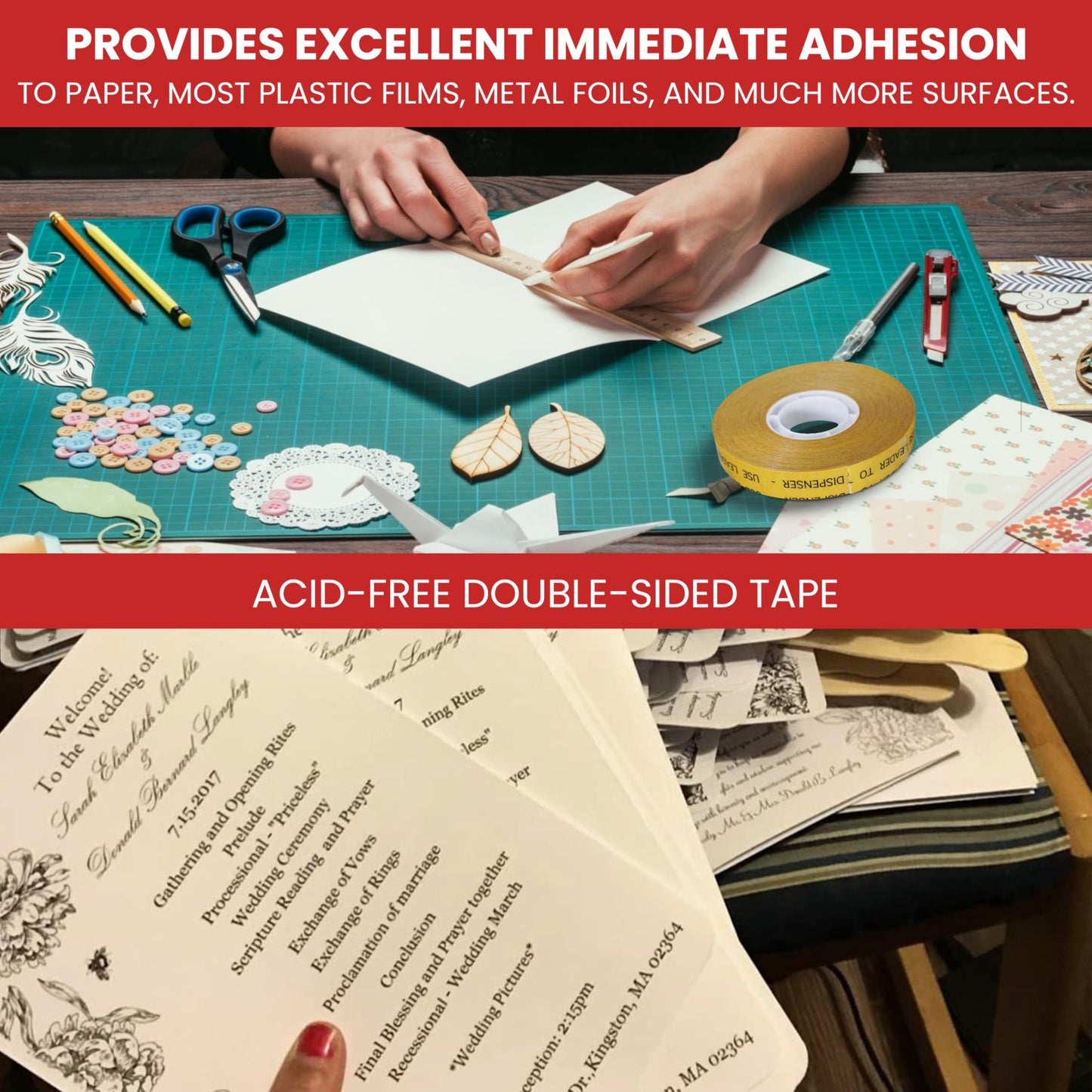 GGR Supplies T.R.U. ATG-7502 ATG Tape (Acid Free Adhesive Transfer Tape): 1/4 in. Wide x 36 yds. (Pack of 12)