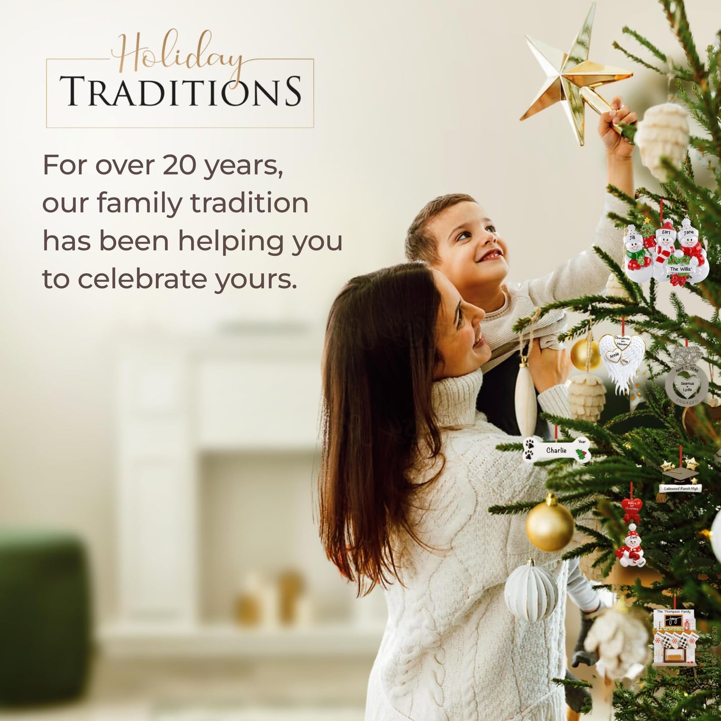 Personalized Large Family of 12 Ornament 2025 | Free 24h Customization | Laser Engraved Fireplace Christmas Ornaments for Tree | Custom Gift Wrapped Mantel with Stockings Keepsake for Twelve Persons