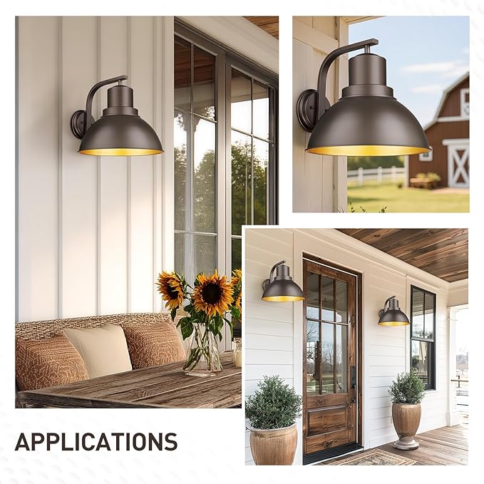 zeyu Large Barn Sconce Wall Lighting, 16'' Bronze Wall Sconce Lamp, Metal Dome Shade in Oil Rubbed Bronze Finish, ZY24-1W-L ORB