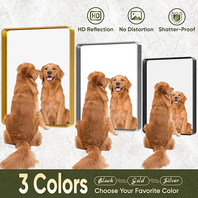 Suidia Bathroom Mirror, 72" x 36" Wall Mirror Metal Framed, Bathroom Vanity Mirror for Living Room Bedroom Bathroom Entryway, Black, Rounded Corner Style