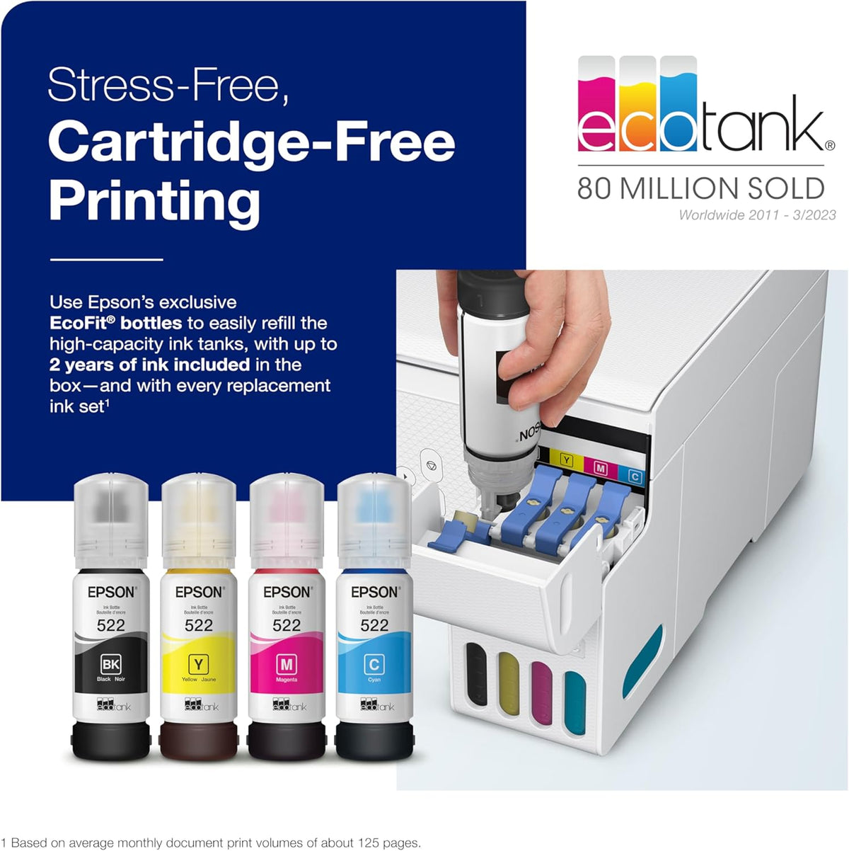 Epson EcoTank ET-2800 Wireless Color All-in-One Cartridge-Free Supertank Printer & Workforce Pro WF-4830 Wireless All-in-One Printer with Auto 2-Sided Print