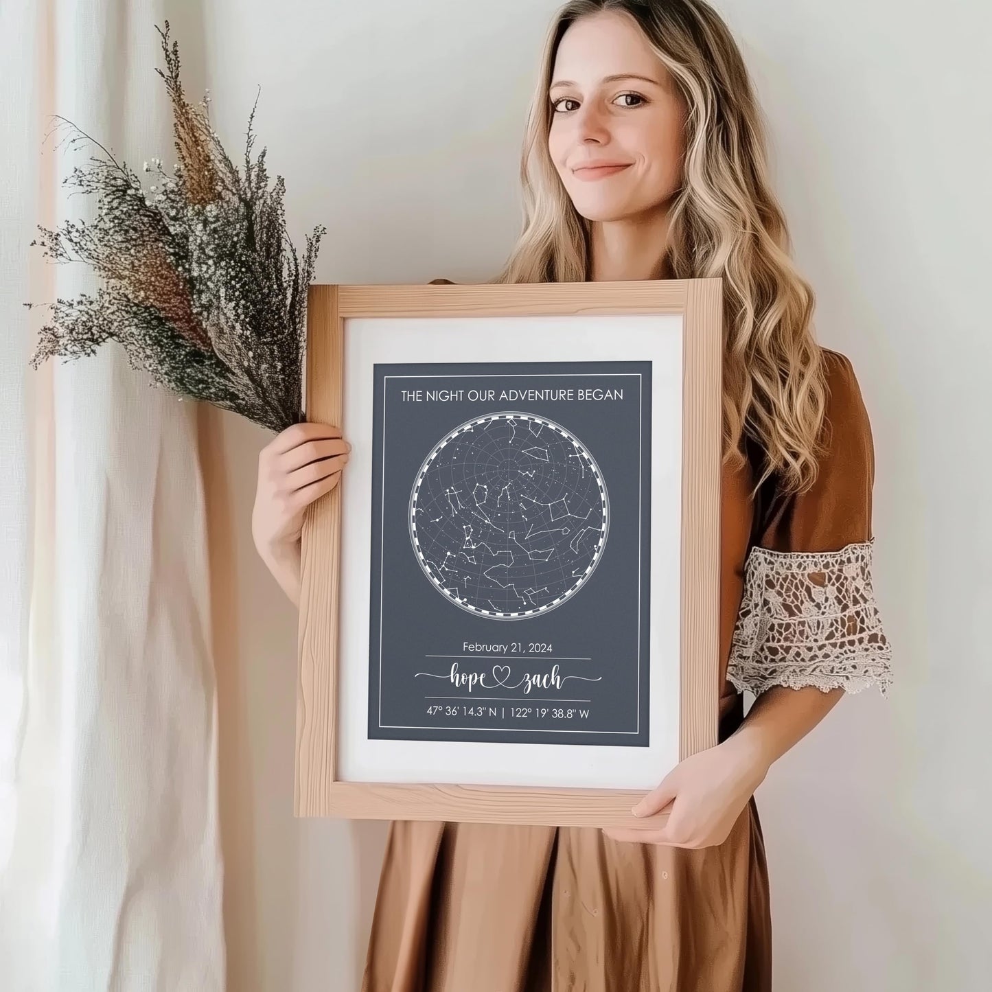 Custom Star Map for Specific Date Art Print | Personalized Star Map | Night Sky Constellation | Anniversary Gifts for Men | Unique Gift for Father's Day, Weddings, Girlfriends, Boyfriends