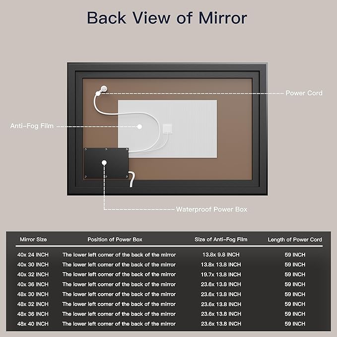 ISKM Framed LED Mirror for Bathroom 40"x24", Dimmable LED Bathroom Mirror with Lights, Anti-Fog, Front and Backlit Lighted Mirror 3-Colors, Shatterproof, Memory Function
