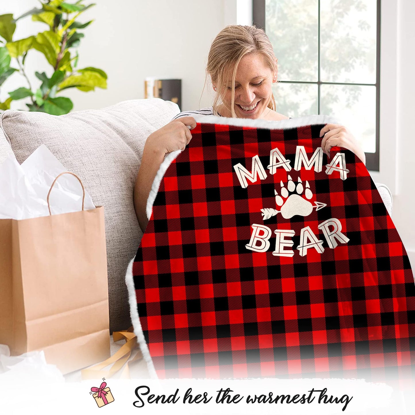 Vprintes Mama Bear Wearable Blanket Hoodie - Gifts for Mom -Birthday Gifts for Wife from Husband - Mom Birthday Gift Ideas