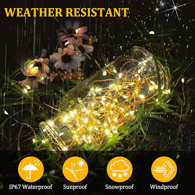 2 Pack Led Fairy Lights Battery Operated String Lights Waterproof Silver Wire 7 Feet 20 Led Firefly Starry Moon Lights for DIY Wedding Party Bedroom Patio Christmas