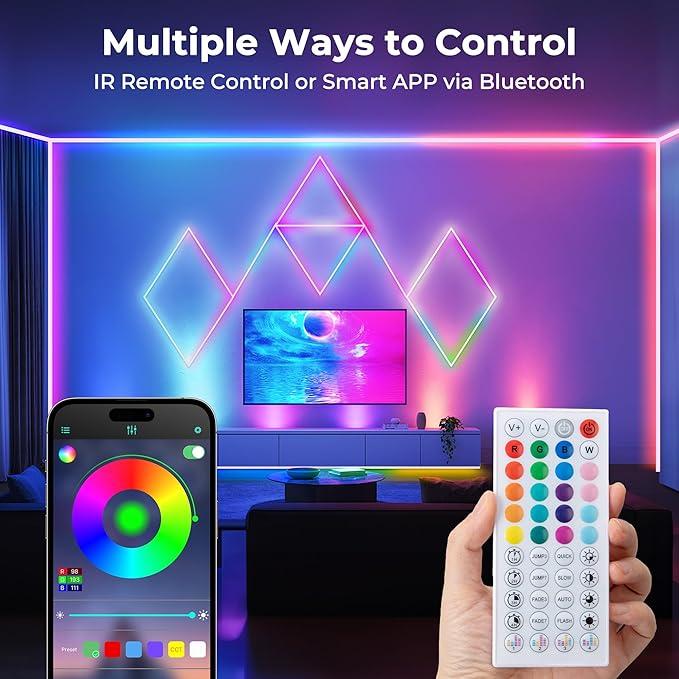 65.6FT LED Neon Rope Lights, Flexible Led Rope Lights Control with App/Remote, IP67 Outdoor RGB Color Changing Led Neon Lights Waterproof, Music Sync Led Strip Neon Lights for Bedroom Decor