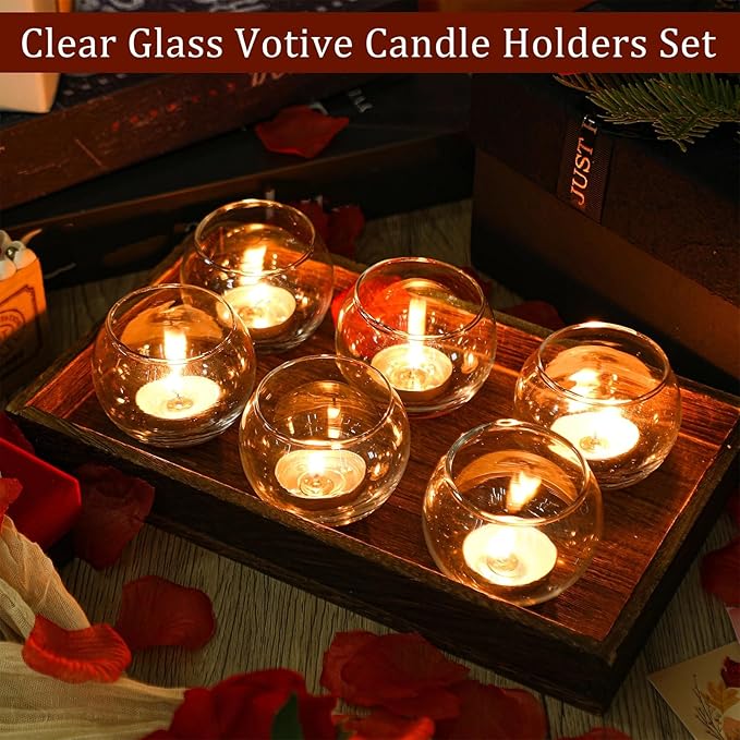 Uiifan 36 Pcs Clear Votive Candle Holder Bulk Glass Tea Lights Round for Wedding 1.97'' x 2.17'' Candle Jars Holder for Wedding Table Centerpiece Party Birthday Home Decoration