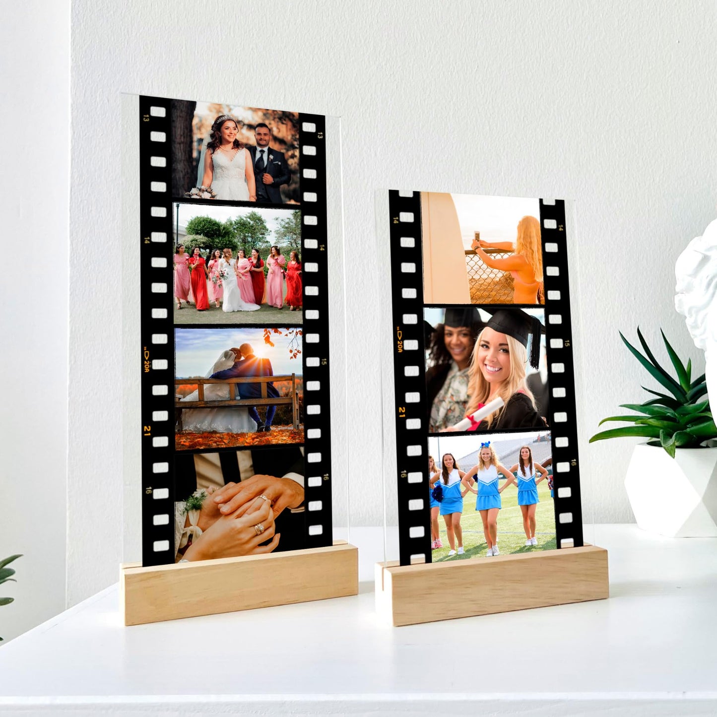 SAME DAY SHIP Retro Photo Film Roll Memory Film Plaque with Stand - Custom Photo Print Gift for Bestie Keepsake Gift for Anniversary Sister Gift Couples Gift Wife Gifts