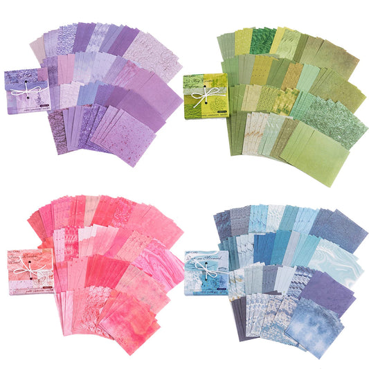 FMOACEN 400 PCS Vintage Scrapbook Paper - Multi-colored (Pink, Gray, Blue, Green) - 3.15 x 3.15 Inch Square Glossy Paper - Decorative Paper Supplies for Scrapbooking, Crafts