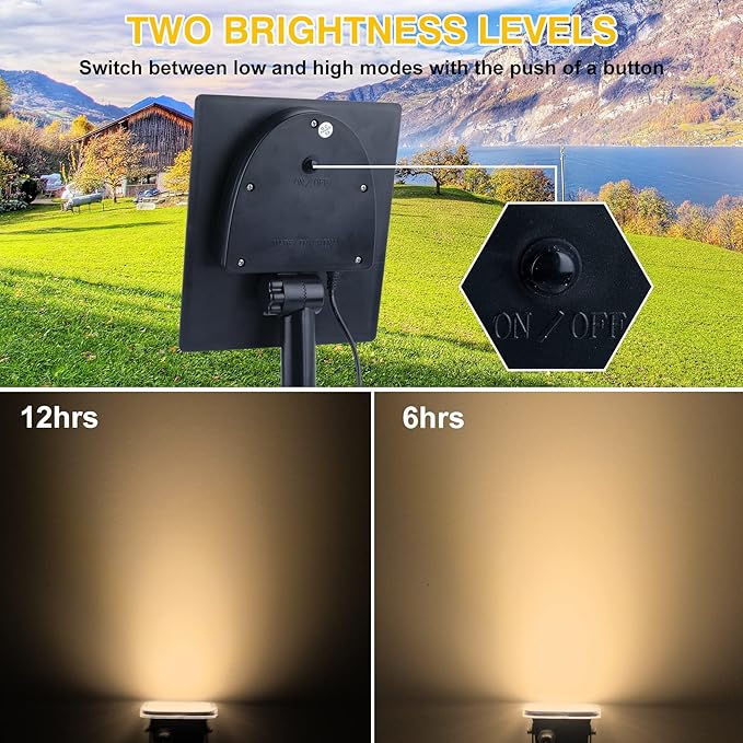 Solar Spot Lights Outdoor, 20 LED IP65 Waterproof Landscape Lighting, Dusk-to-Dawn 3000K Warm White Solar Outdoor Lights for Yard Garden Driveway Porch Walkway, 2-in-1