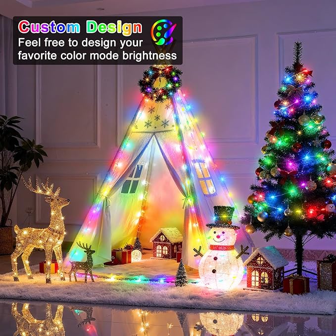 OMIKA 100FT 300 LED Fairy Lights Plug in, Smart String Lights with APP & Remote Control DIY Music Sync, Warm White & Color Changing Christmas Lights for Outdoor Indoor Bedroom Party Dorm Decoration