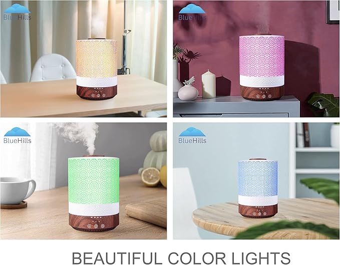 BlueHills Premium Set of Two Large 5000 ML XL and 2500 ML Essential Oil Diffusers Humidifier Combo for Large Room Home with Décor LED Lights Great Gift – Value Pack of White and Dark Wood Grain
